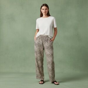 Leopard Print Wide Leg Lounge Pants - Neutral Animal Print